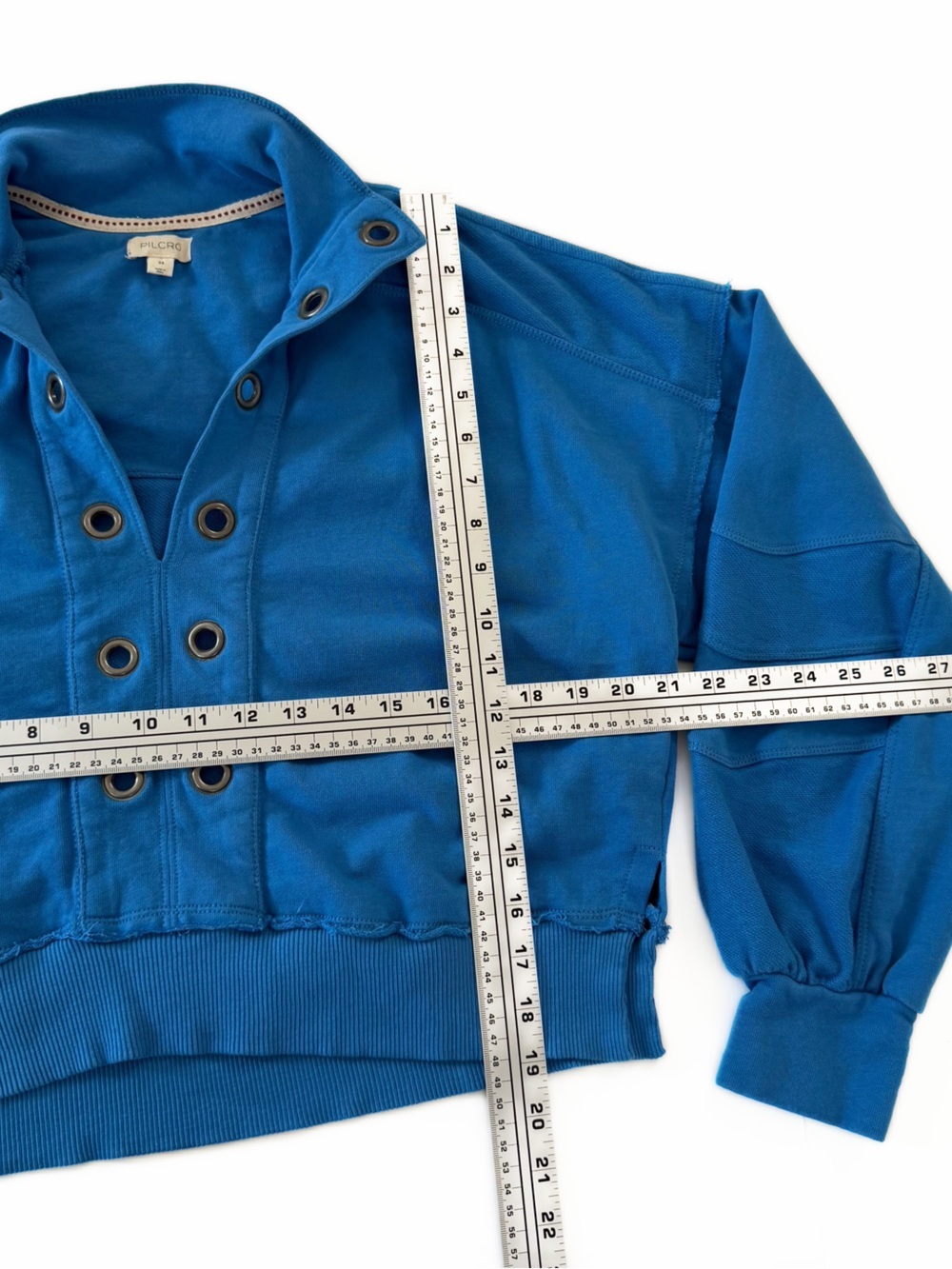 Anthropologie Pilcro Sweatshirt Womens XS Blue Grommet Pullover - Picture 3 of 7